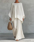 Cristina™ | Two-piece set with long sleeves and wide-leg pants