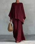 Cristina™ | Two-piece set with long sleeves and wide-leg pants