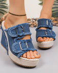 Zoya - Fray Edge Wedge Sandals With Modern Comfort Lift