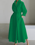 SOFER™ - Elegant Front Wrap Collared Maxi Dress