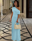 ROSETTA™ - Elegant One Shoulder Evening Maxi Dress