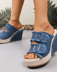 Zoya - Fray Edge Wedge Sandals With Modern Comfort Lift