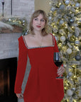 ALAIRE™ - Classy Backless Long Sleeve Square Neck A-Line Mini Dress