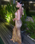 SABINA™ - Graceful Leopard Backless Sleeveless Maxi Dress