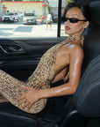 SABINA™ - Graceful Leopard Backless Sleeveless Maxi Dress
