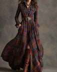 Barbara ❘ Long plaid dress with belt