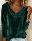Margaret - Luxurious Velvet Drape-Neck Top