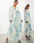 Athena | Floral Drawstring Maxi Dress