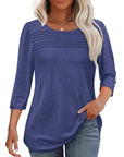 Mona | Pleated 3/4 Sleeve Top