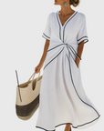 Helena | Draped Coastal Maxi Dress