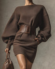 Cléa | Short Knitted Dress with Belt