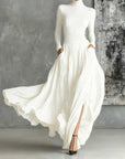 Michela™ - Pleated Skirt and Black Long-Sleeved Fitted T-Shirt Set