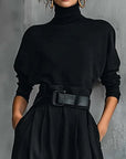 Martha | Black two-piece suit with high neck and regular waist