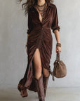 Thalisse | Pleated Velvet Midi Dress