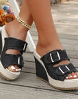 Zoya - Fray Edge Wedge Sandals With Modern Comfort Lift