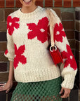 All-Match Crew Neck Floral Sweater