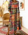 Manuelaâ„¢ | Comfortable Denim Dress with Ethnic Patchwork