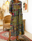 Manuelaâ„¢ | Comfortable Denim Dress with Ethnic Patchwork