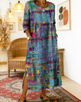 Manuelaâ„¢ | Comfortable Denim Dress with Ethnic Patchwork