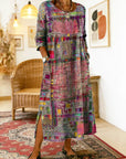 Manuelaâ„¢ | Comfortable Denim Dress with Ethnic Patchwork
