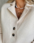 Briana™-Button Long Sleeve Sweater