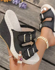 Zoya - Fray Edge Wedge Sandals With Modern Comfort Lift