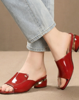 Gabriela - Glossy Leather Slide Sandals