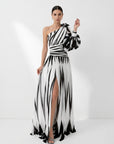 Hazel™ | Elegant Striped Maxi Dress with One Shoulder