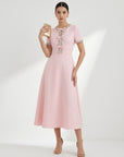 Aria™ | Bow with Crystal Embellished Midi Dress