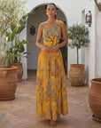 One Shoulder Yellow Printed Swimsuit Set