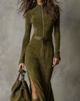 Alessia - long suede dress