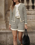 Vintage Striped Crew Neck Knitted Cardigan Jacket