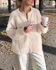 Lazy Style Loose Solid Color Long Sleeve Cardigan