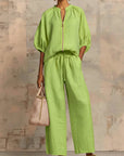 Alba | Two-piece set: Relaxed-fit shirt and wide-leg pants