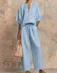 Alba | Two-piece set: Relaxed-fit shirt and wide-leg pants