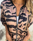 Maríssa -Maria - Zebra Print Zip-Up Bomber Jacket