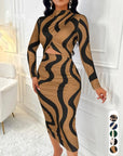 ARA™ - Colorblock Print Cut-Out Bodycon Dress for Spring & Fall