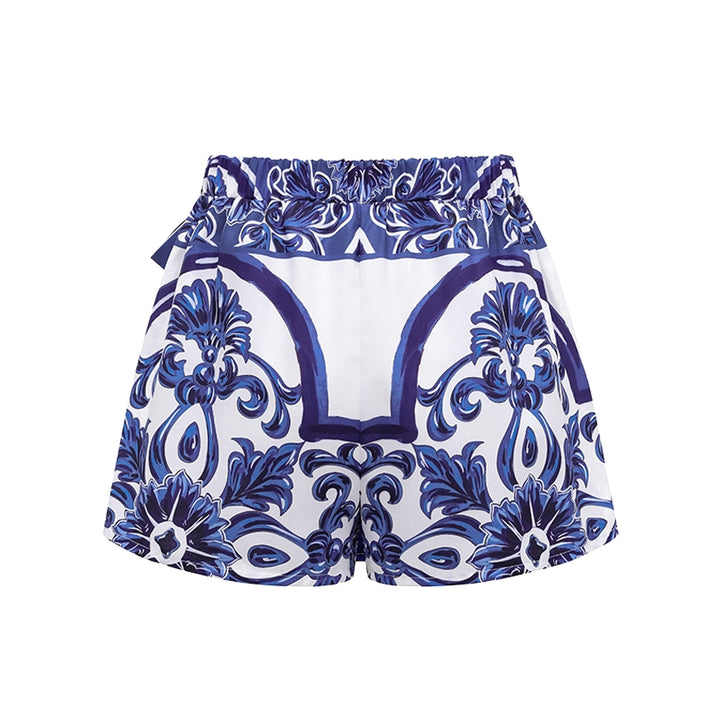 Sling Classic Majolica Series Pattern Print One Piece Swimsuit