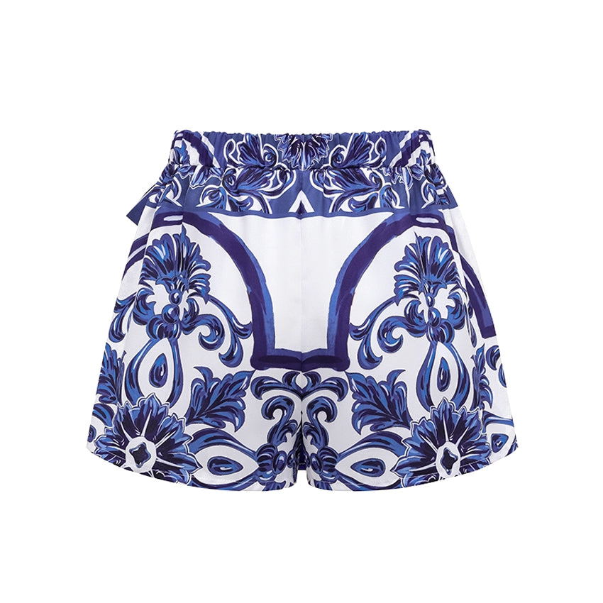 Sling Classic Majolica Series Pattern Print One Piece Swimsuit