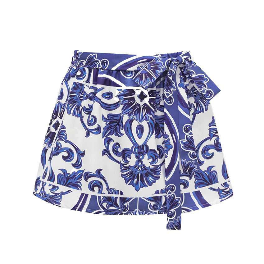 Sling Classic Majolica Series Pattern Print One Piece Swimsuit