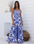 Sling Classic Majolica Series Pattern Print One Piece Swimsuit