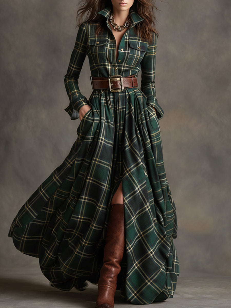 Giulietta - Maxi Checkered Shirt Dress