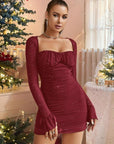 ELLIE™ - Elegant Glitter Mesh Bodycon Long Sleeve Party Dress