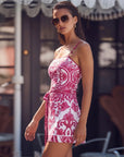 Sling Classic Majolica Series Pattern Print One Piece Swimsuit and Skirt or Shorts