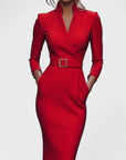 Mandarin Luxe – Maxi dress with belt