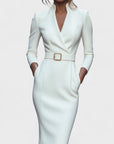 Mandarin Luxe – Maxi dress with belt