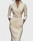 Mandarin Luxe – Maxi dress with belt