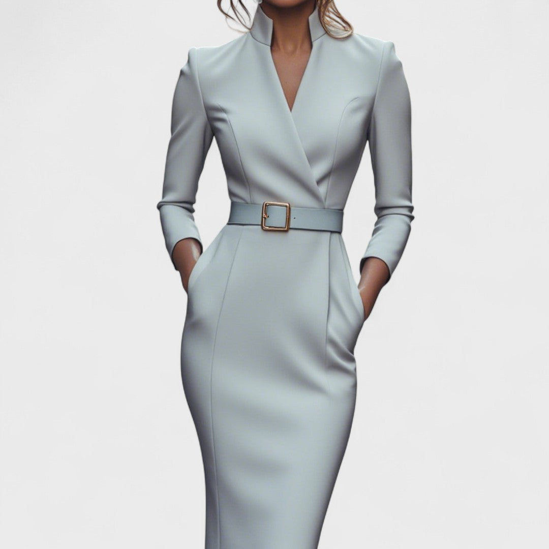 Mandarin Luxe – Maxi dress with belt