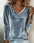 Margaret - Luxurious Velvet Drape-Neck Top