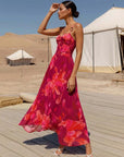 Sling Abstract Floral Print One Piece Swimsuit and Skirt